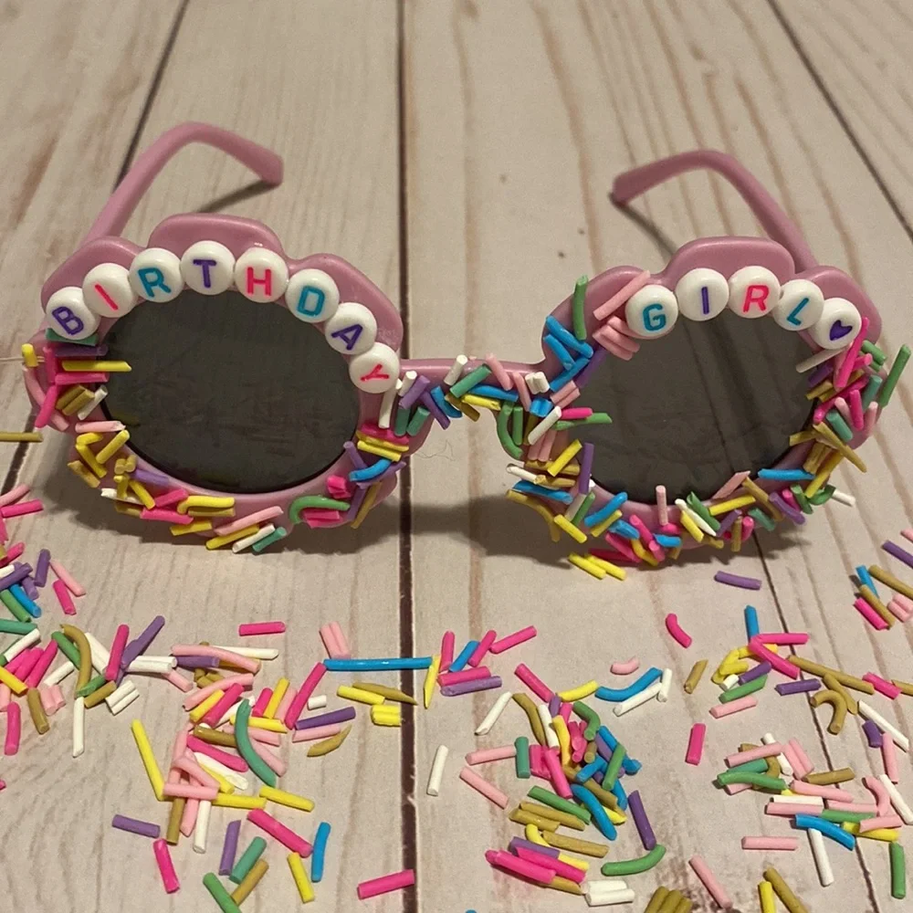 Birthday Girl kids multi colored sprinkled sunglasses